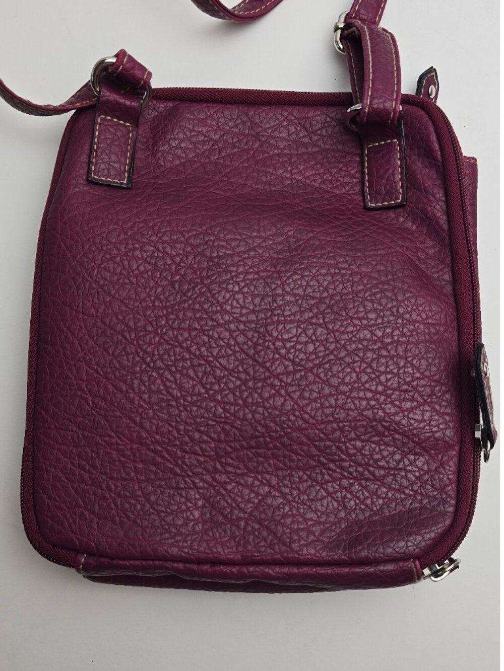 Rosetti Vintage Faux Leather Crossbody Bag - Burgundy Pebbled Utility Purse Y2K - Picture 4 of 8